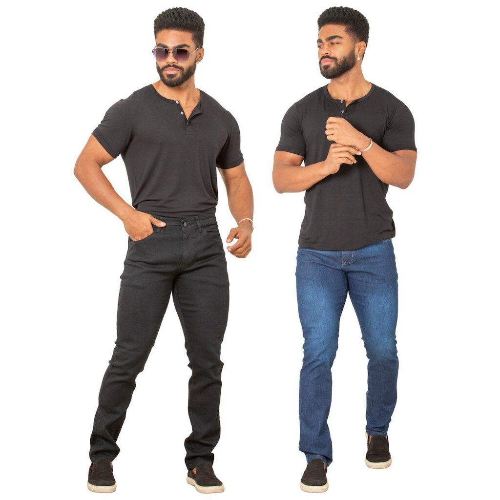 Kit 2 Calças Jeans Slim Fit Masculina Elastano Boen Jeans