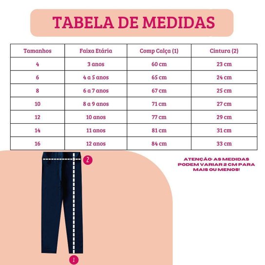 Kit 2 Calças Legging Flanelada Infantil Juvenil Menina Térmica Suplex Peluciado 4 AO 16