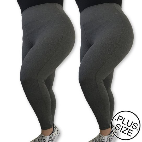 Kit 2 Calças Legging Plus Size Heide Ribeiro Leg Basic Suplex
