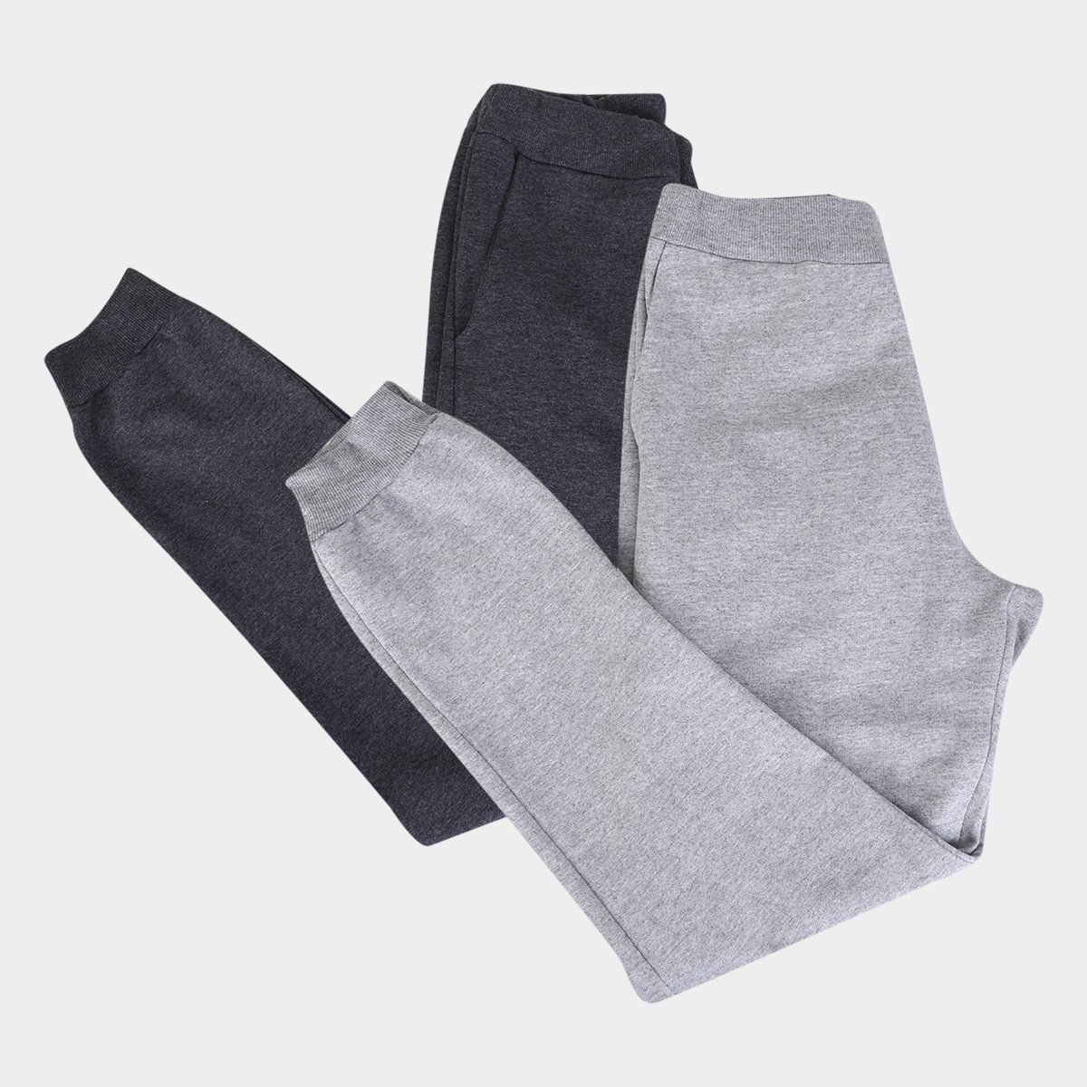 Kit 2 Calças Moletom Básicos Masculino - Mescla Menor preço em Kit 2 Calças Moletom Básicos Masculino - Mescla