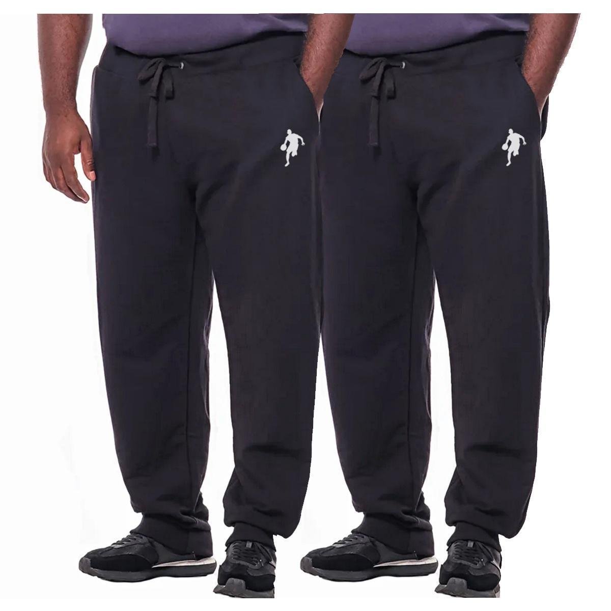 Kit 2 Calças Moletom Plus Size Jogger Dibre Basquete P Ao G5