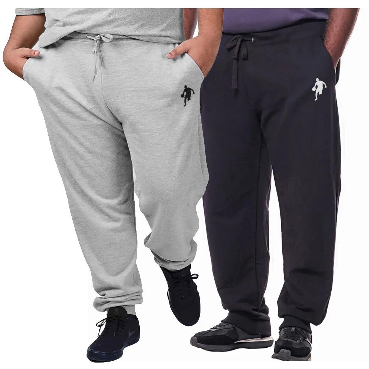 Kit 2 Calças Moletom Plus Size Jogger Dibre Basquete P Ao G5