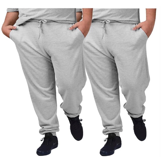Kit 2 Calças Moletom Plus Size Lisas Academia Treino Até G5