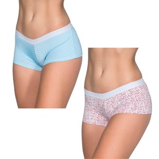 KIT 2 Calcinha Lingerie Short Caleçon Bella Fiore Boxer Estampada Confortavel Moda Intima