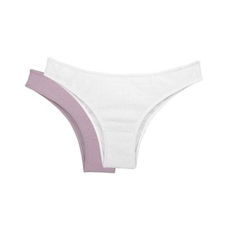 Kit 2 Calcinhas 100% Algodão Branco/Rosa Retrô Love Secret 819301