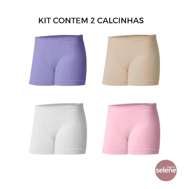 Kit 2 Calcinhas Boxer Sem Costura Infantil Selene Feminina
