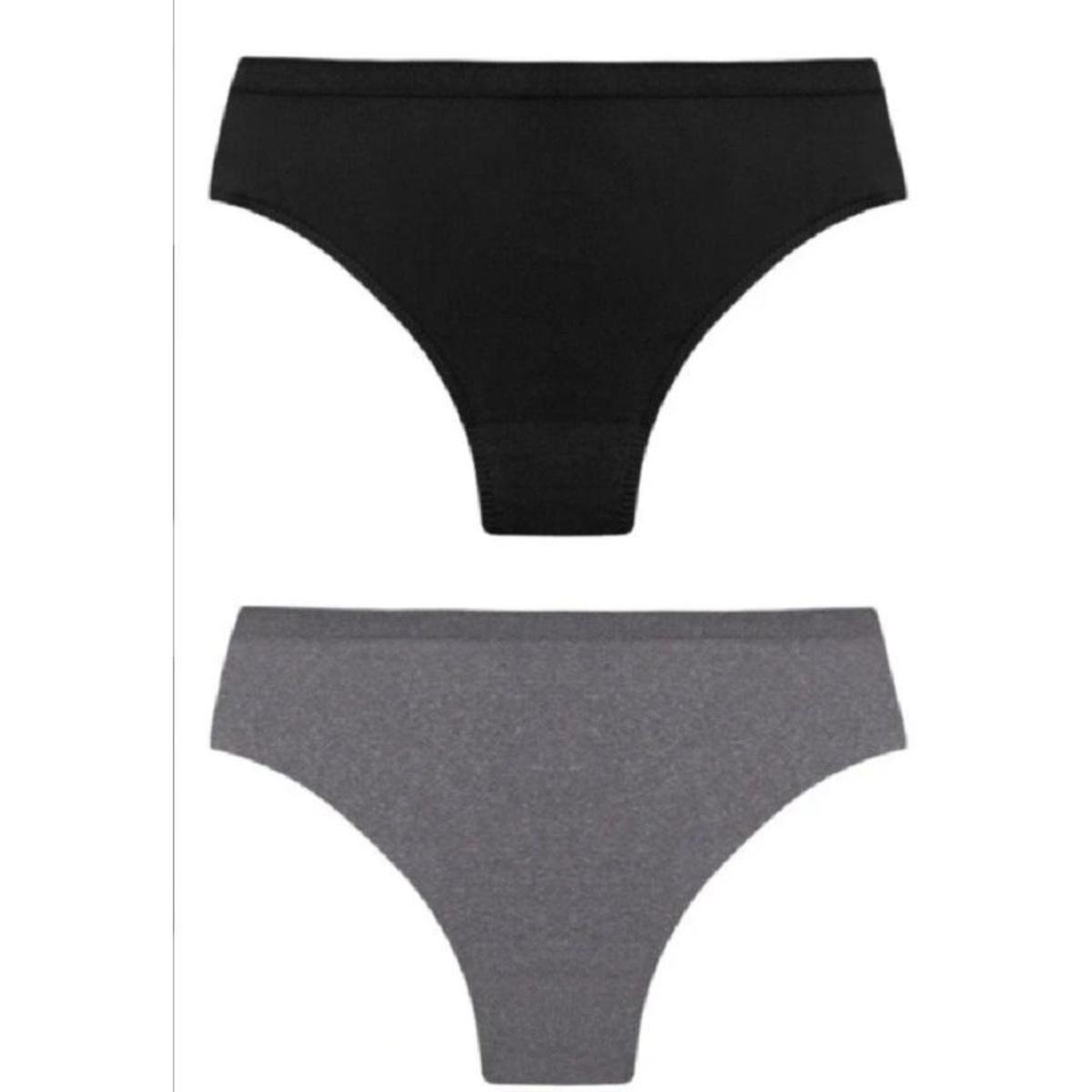 Kit 2 Calcinhas Trifil Cintura Alta Sem Costura - Preto+Cinza Menor preço em Kit 2 Calcinhas Trifil Cintura Alta Sem Costura - Preto+Cinza