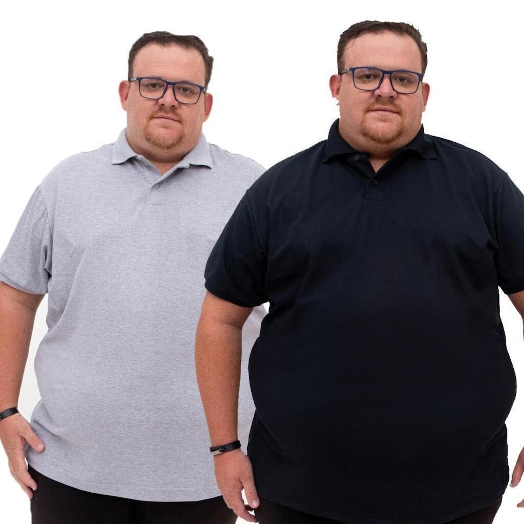 Kit 2 Camisa Gola Polo Com Botao Plus Size Manga Curta Piquet Masculina Caimento Perfeito Lisa