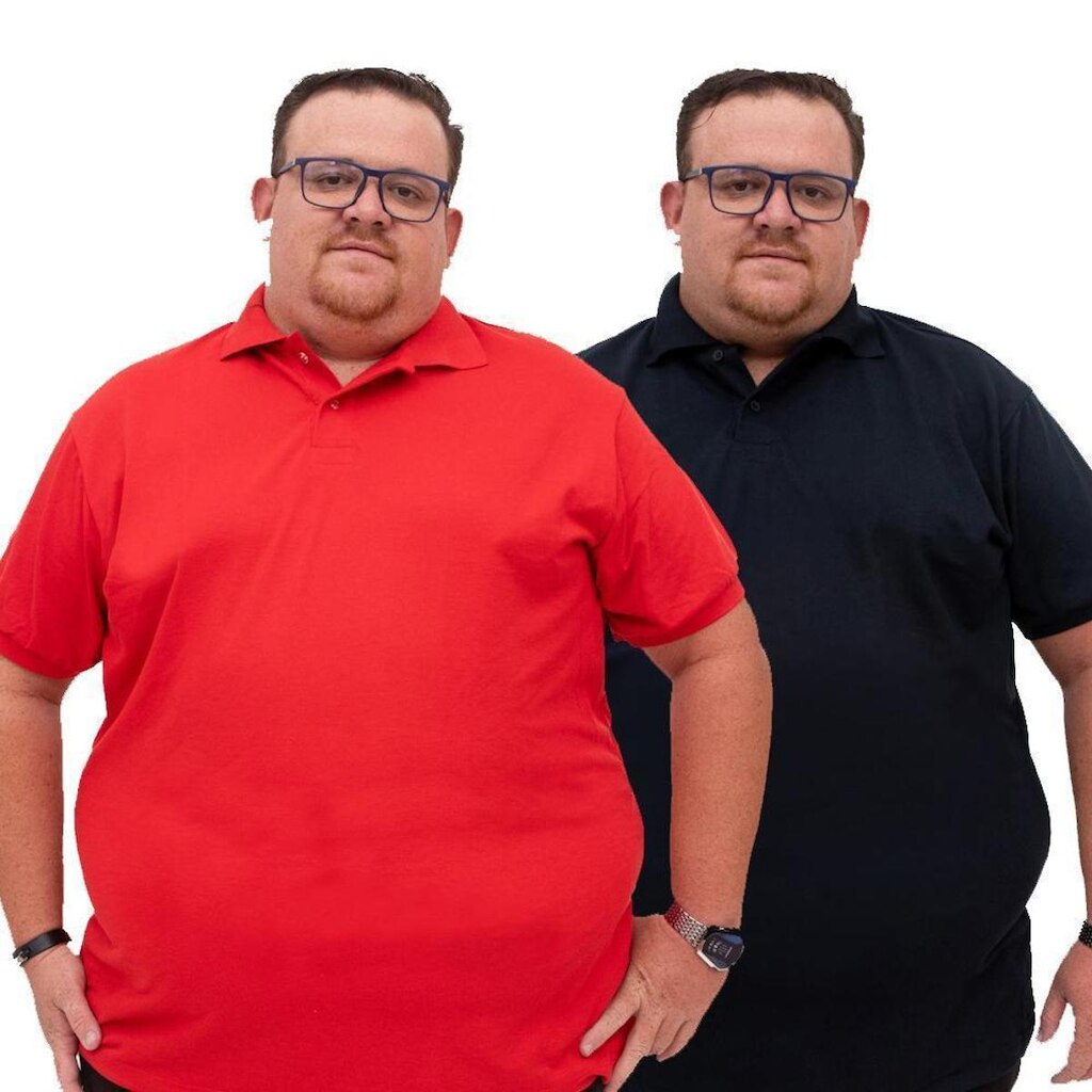 Kit 2 Camisa Gola Polo Com Botao Plus Size Manga Curta Piquet Masculina Caimento Perfeito Lisa