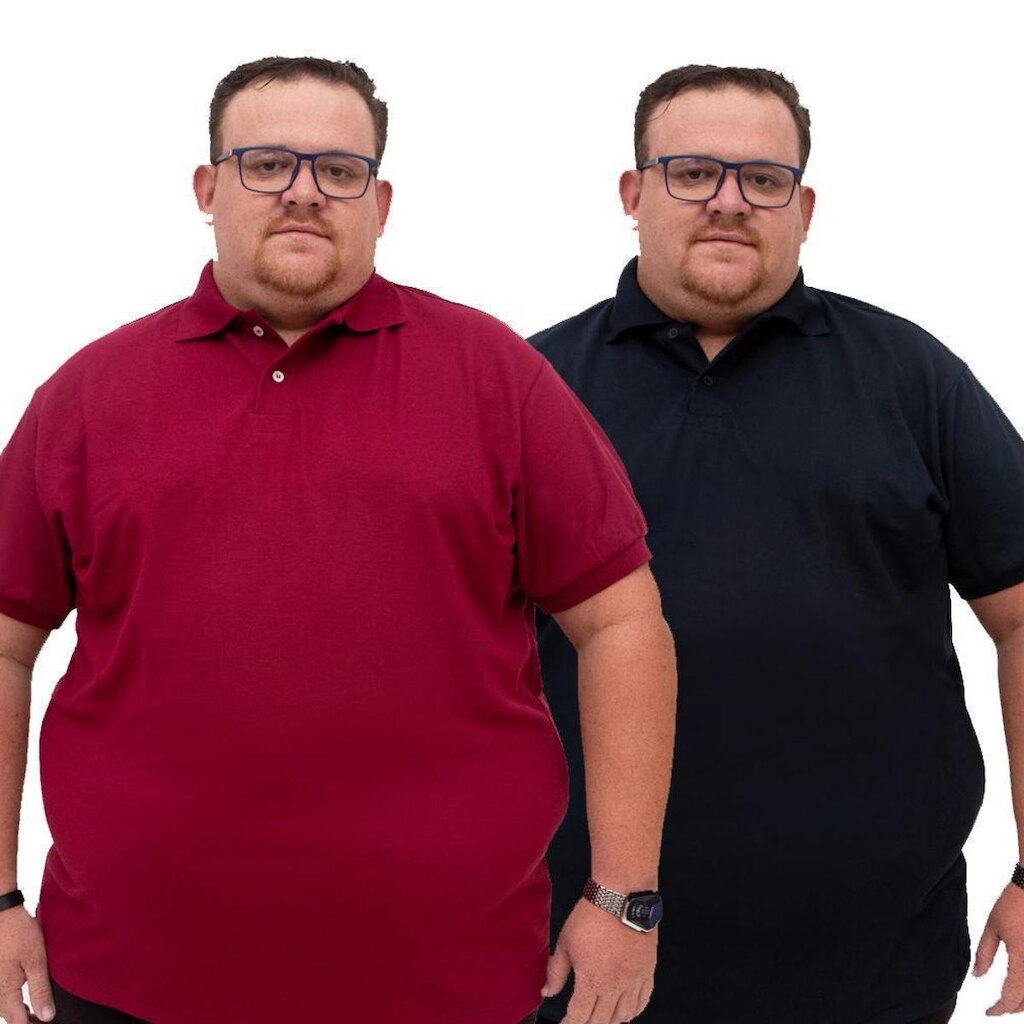 Kit 2 Camisa Gola Polo Com Botao Plus Size Manga Curta Piquet Masculina Caimento Perfeito Lisa