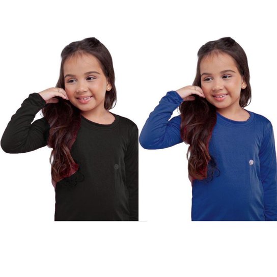 Kit 2 Camisa Infantil Térmica Uv50+ Proteção Solar Menina
