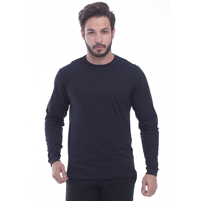 Kit 2 Camisa Manga Longa Masculina Lisa Preta e Azul