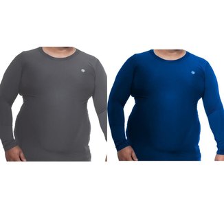 Kit 2 Camisa Masculina Térmica Plus Size Proteção Uv50 Manga Longa