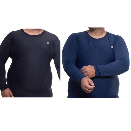 Kit 2 Camisa Masculina Térmica Plus Size Proteção Uv50 Manga Longa
