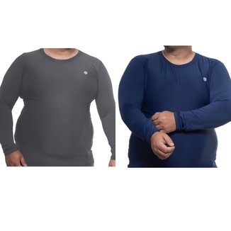 Kit 2 Camisa Masculina Térmica Plus Size Proteção Uv50 Manga Longa