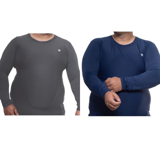 Kit 2 Camisa Masculina Térmica Plus Size Proteção Uv50 Manga Longa