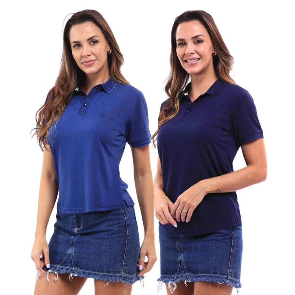 Kit 2 Camisa Polo Feminina Piquet Viscose Casual
