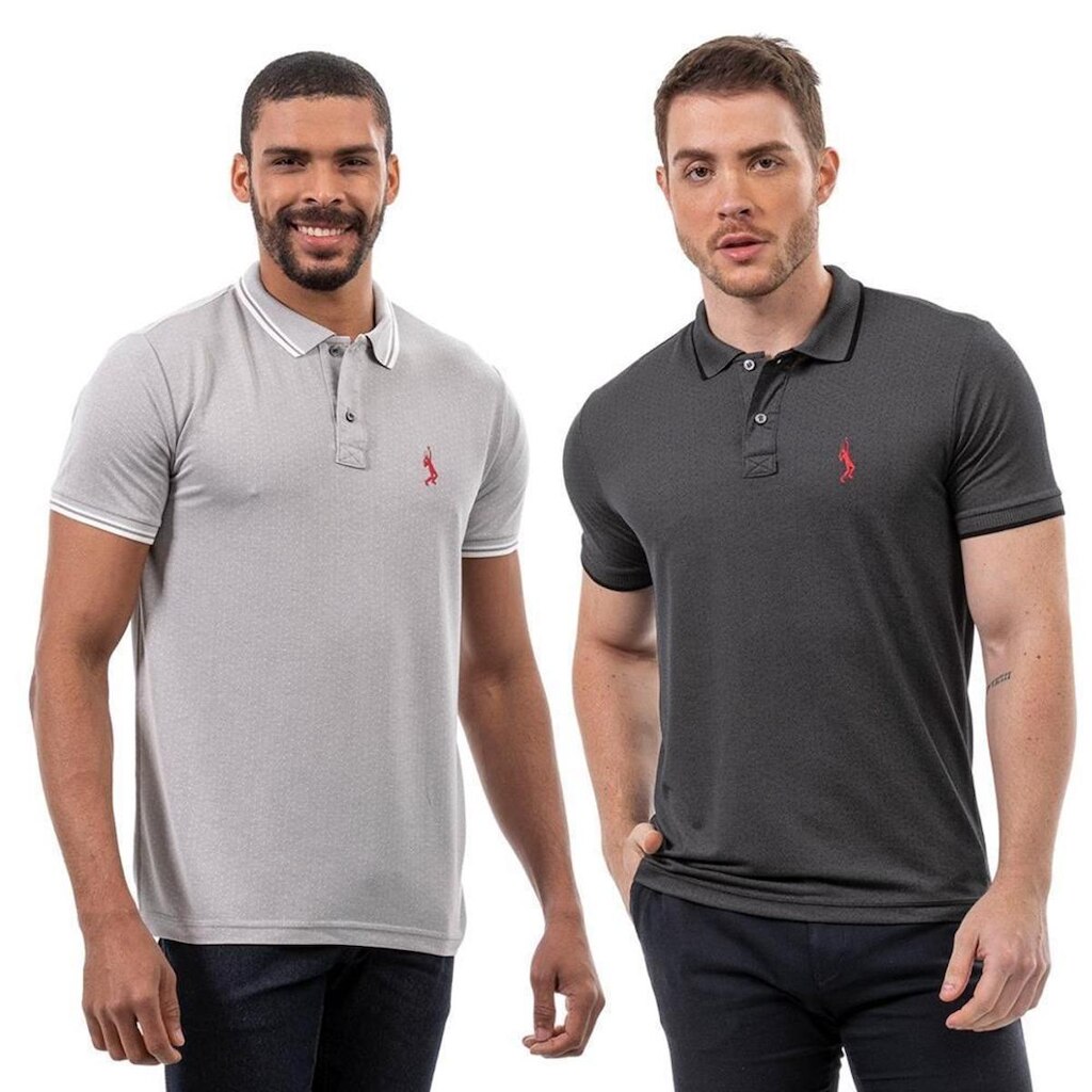 Kit 2 Camisa Polo Masculina Lisa Manga Curta Conforto Casual
