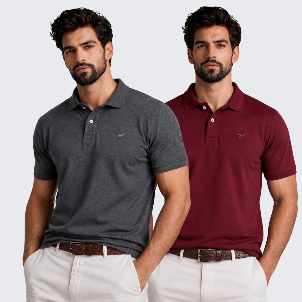 Kit 2 Camisa Polo Masculina Piquet Manga Curta