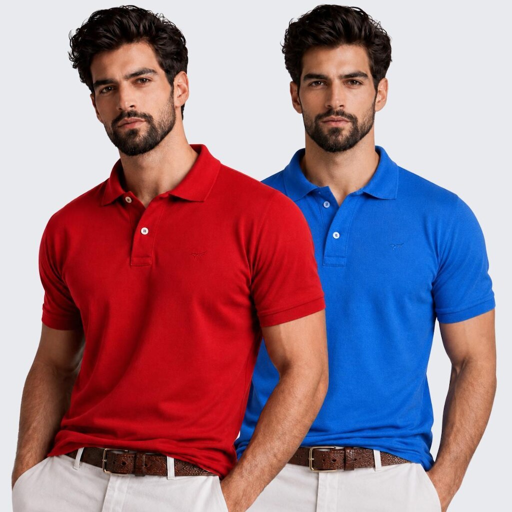 Kit 2 Camisa Polo Masculina Piquet Manga Curta
