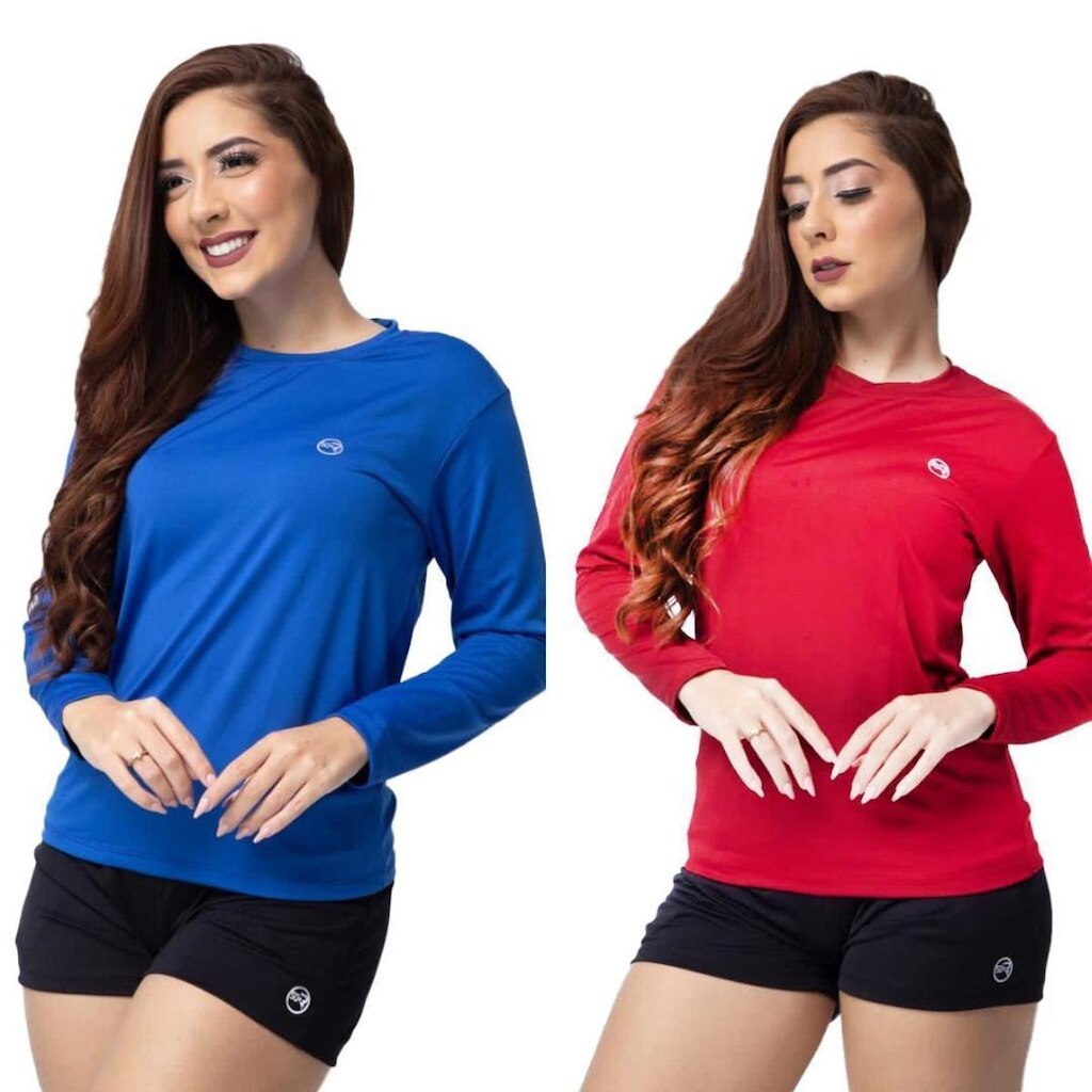 Kit 2 Camisa Térmica Uv50+ Feminina Segunda Pele Proteção Solar