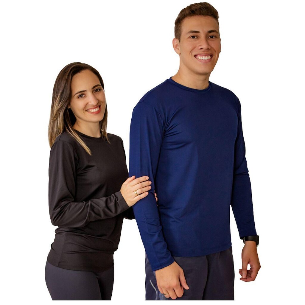 Kit 2 Camisa UV Manga Longa Térmica Proteção Solar Praia Camiseta Academia Ciclismo Sol Mar Pesca