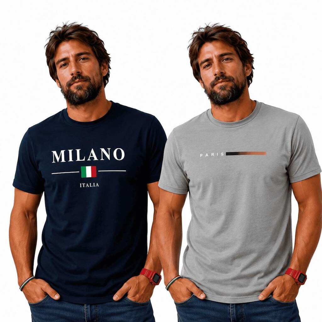 Kit 2 Camisas Algodao California Milano Paris Comfort Premium
