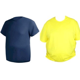 Kit 2 Camisas Masculina Manga Curta Plus Size Malha Fria cor:;Tamanho:G1
