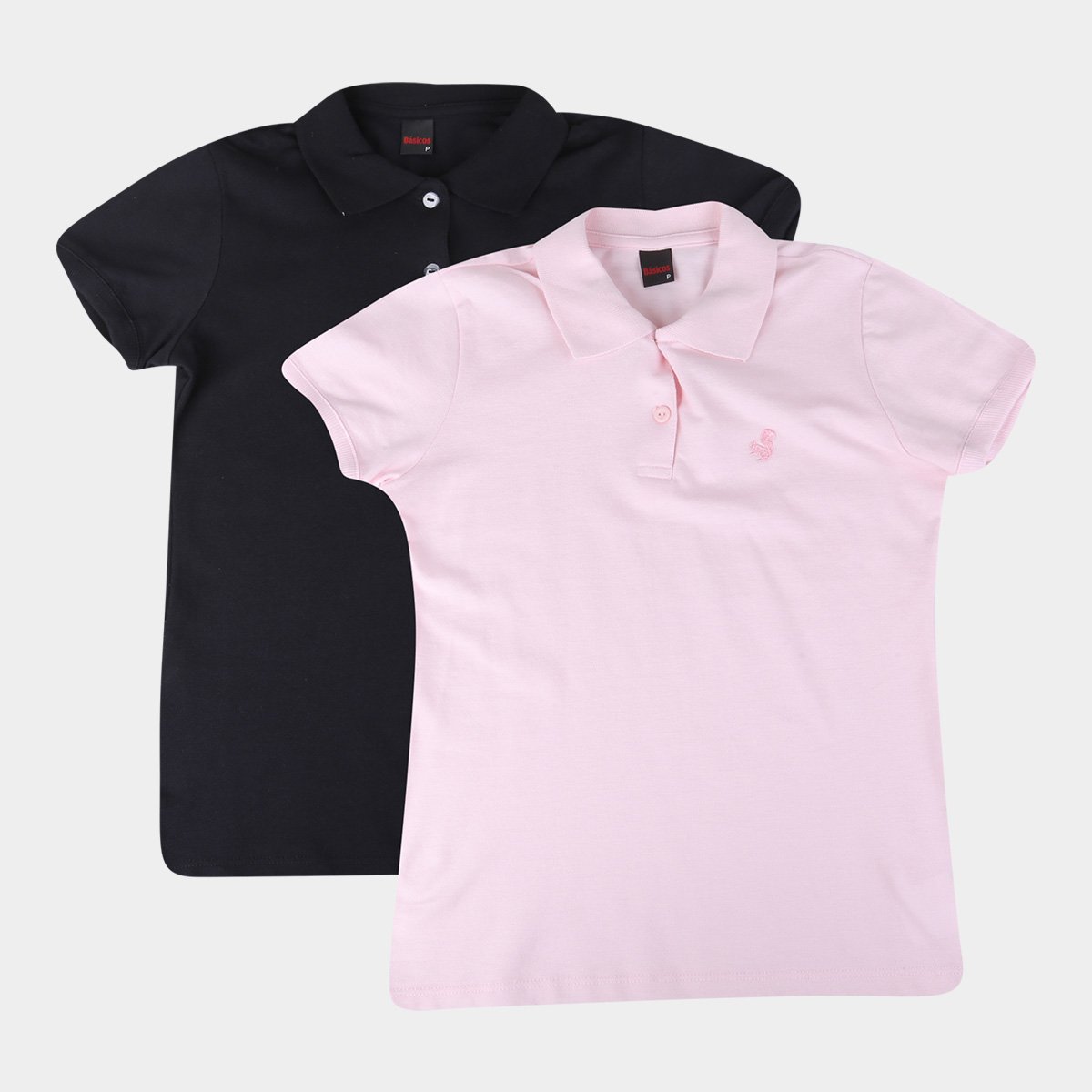 Kit 2 Camisas Polo Básicos Lisa Feminina - Preto+Rosa é ruim? Kit 2 Camisas Polo Básicos Lisa Feminina - Preto+Rosa é boa?