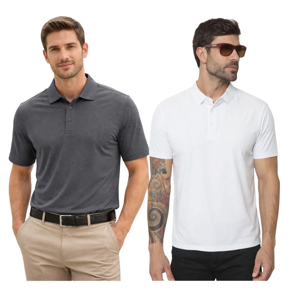 Kit 2 Camisas Polo Masculina Poliamida Premium Preto e Branco