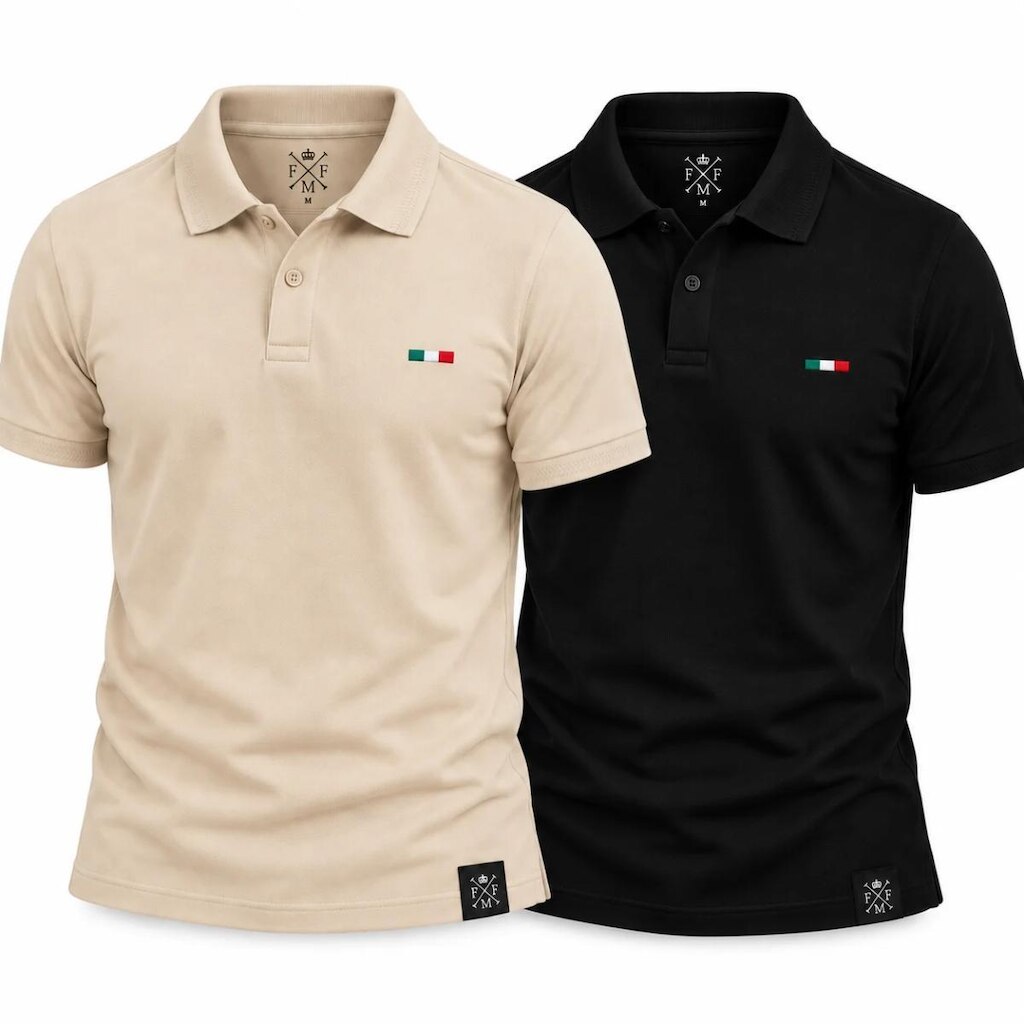 Kit 2 Camisas Polo Masculinas FMF Bordado Itália