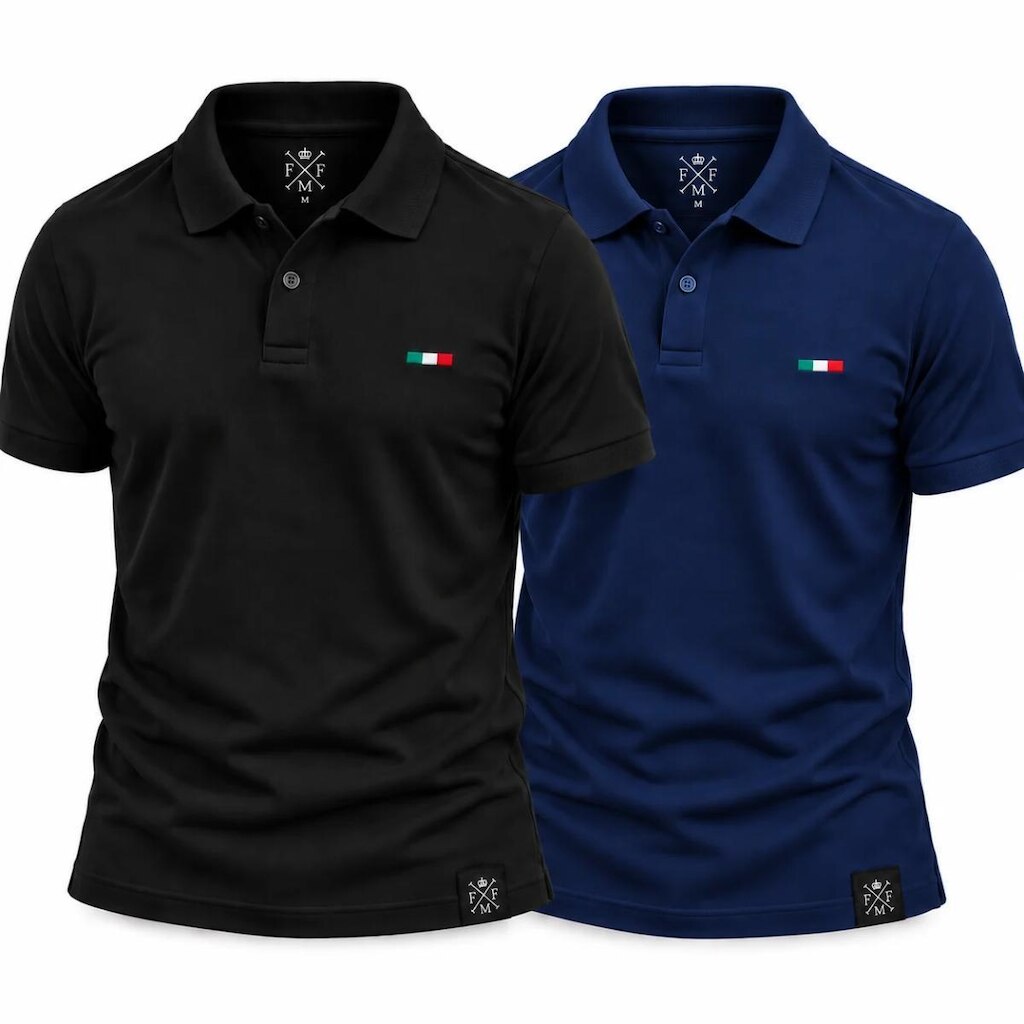 Kit 2 Camisas Polo Masculinas FMF Bordado Itália