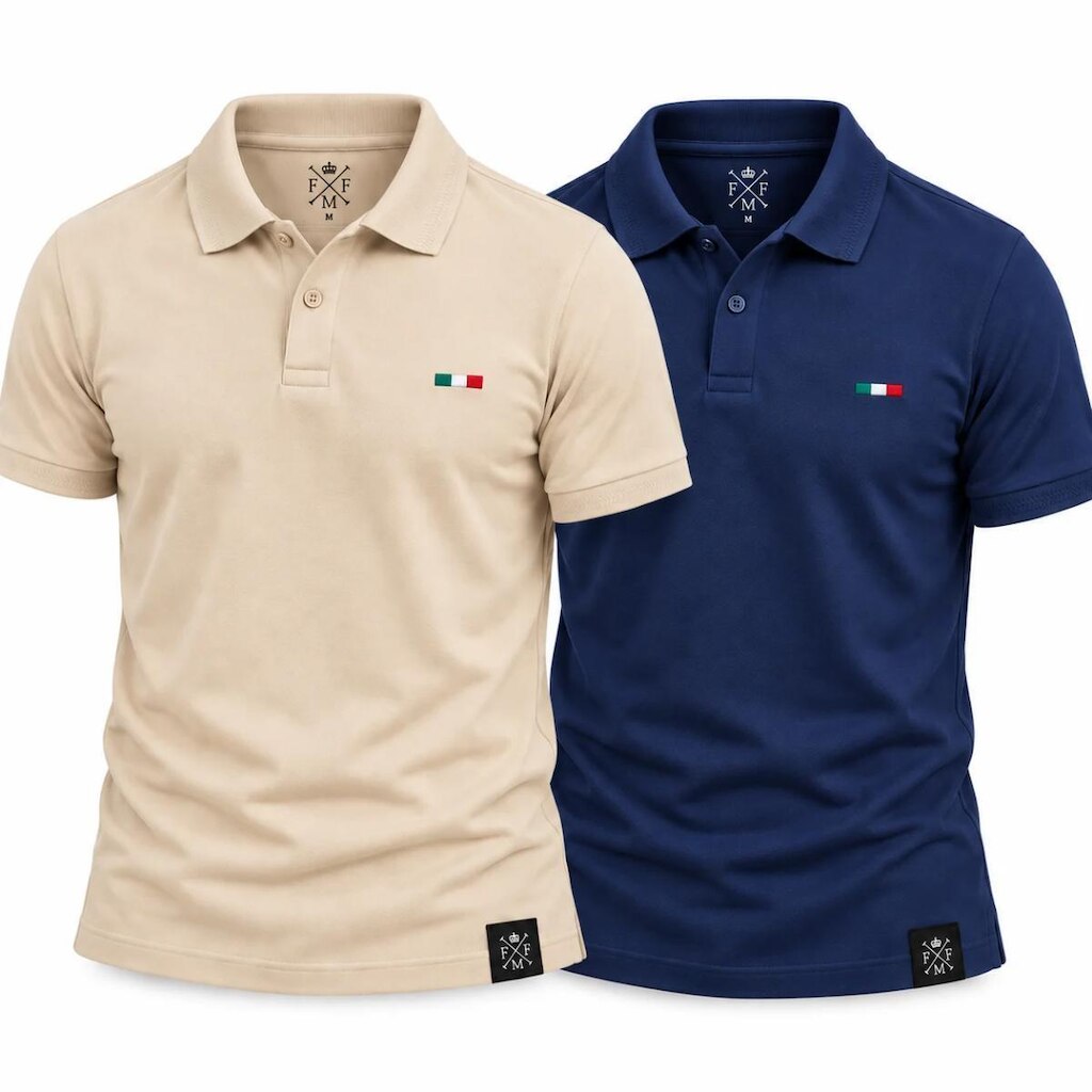 Kit 2 Camisas Polo Masculinas FMF Bordado Itália