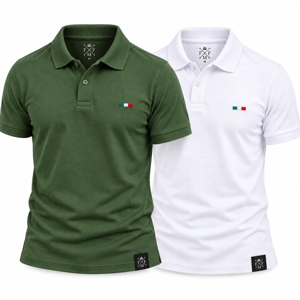 Kit 2 Camisas Polo Masculinas FMF Bordado Itália
