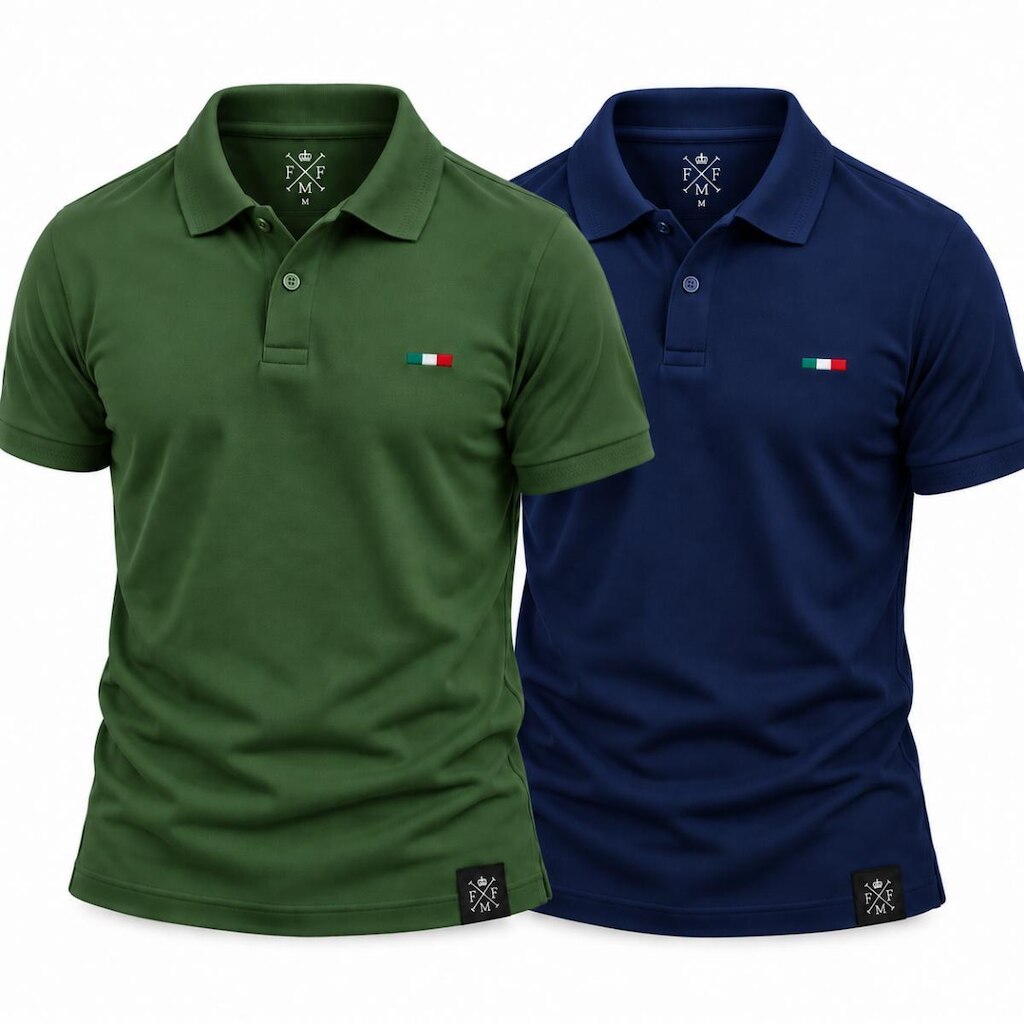 Kit 2 Camisas Polo Masculinas FMF Bordado Itália