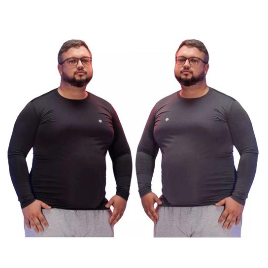 Kit 2 Camisas Térmica Masculina Plus Size Uv50+ Segunda Pele Proteção Solar