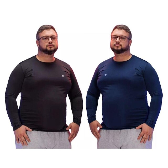 Kit 2 Camisas Térmica Masculina Plus Size Uv50+ Segunda Pele Proteção Solar