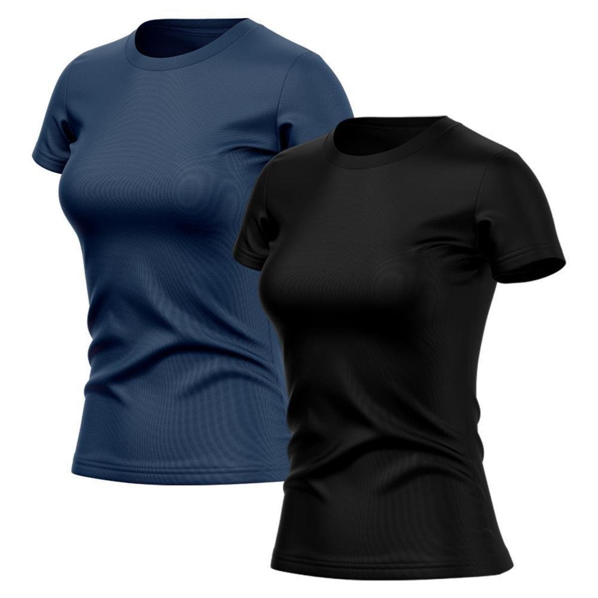 Kit 2 Camiseta Adriben Dry Básica Lisa Proteção Solar UV Térmica Academia Esporte Feminino - Azul+Preto Menor preço em Kit 2 Camiseta Adriben Dry Básica Lisa Proteção Solar UV Térmica Academia Esporte Feminino - Azul+Preto