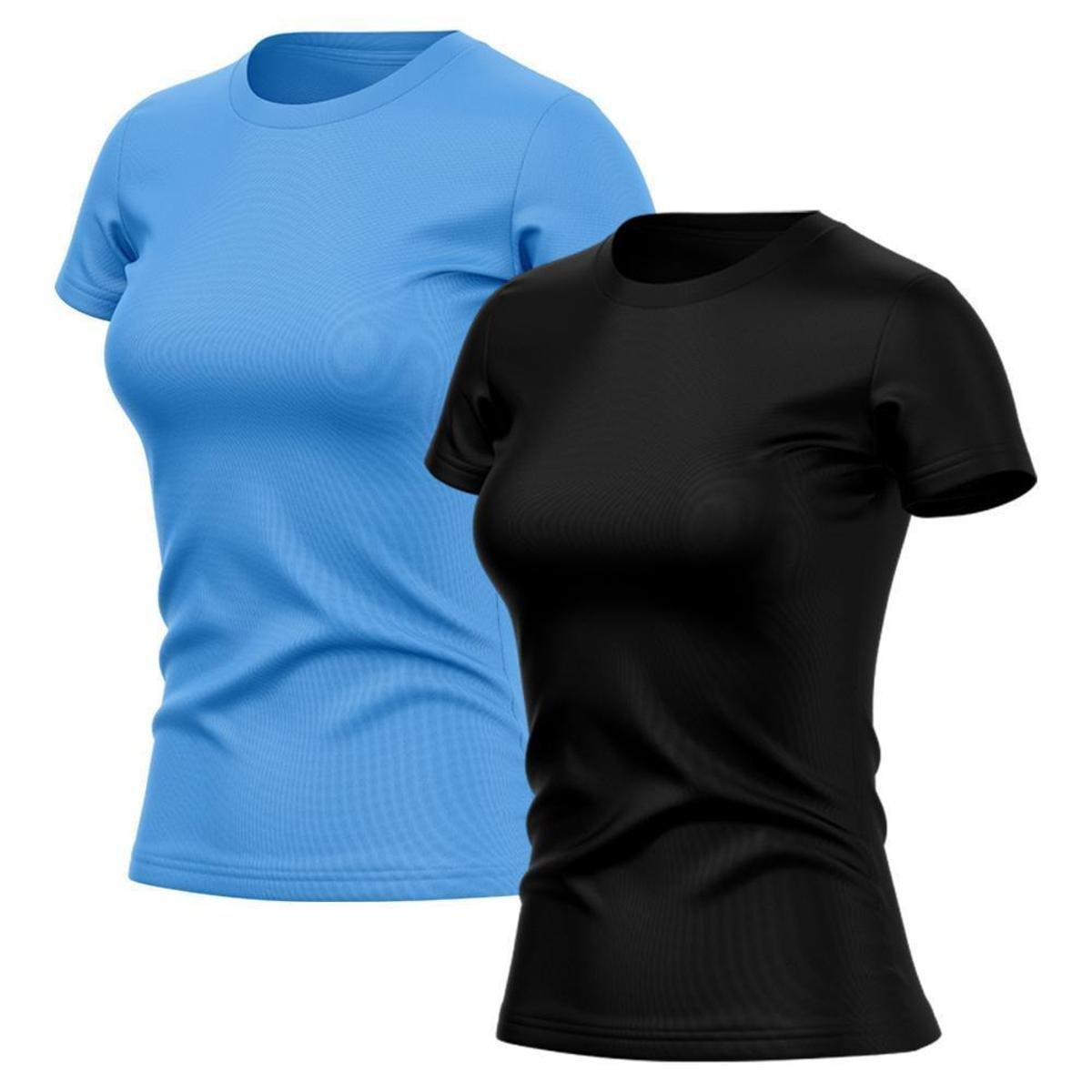 Kit 2 Camiseta Adriben Dry Básica Lisa Proteção Solar UV Térmica Academia Esporte Feminino - Preto+Azul Menor preço em Kit 2 Camiseta Adriben Dry Básica Lisa Proteção Solar UV Térmica Academia Esporte Feminino - Preto+Azul