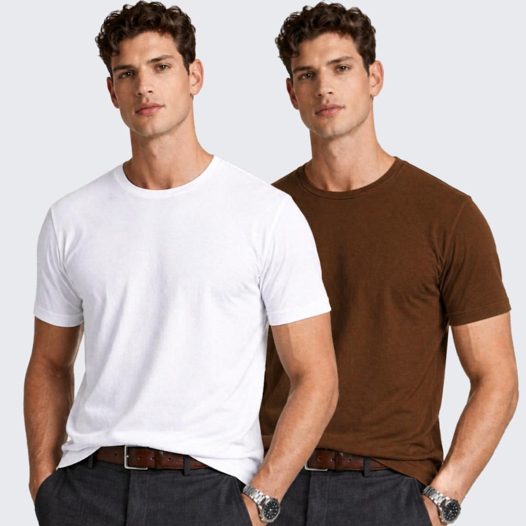 Kit 2 Camiseta Básica Algodão Masculina Manga Curta