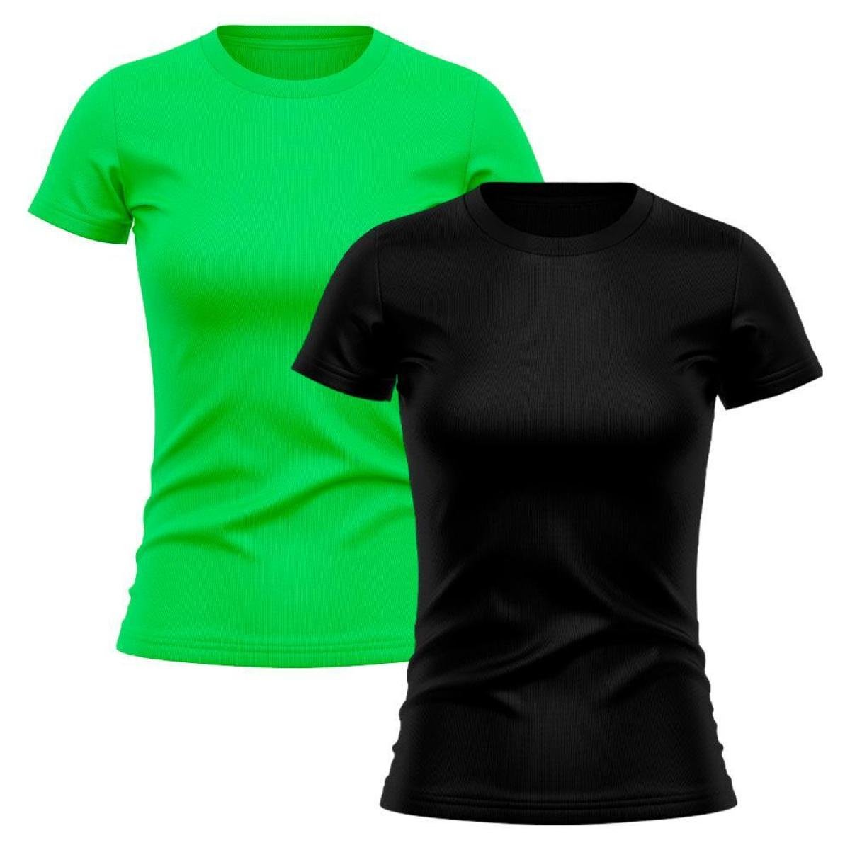 Kit 2 Camiseta Feminina Dry Básica Proteção Solar UV Térmica Blusa Academia Esporte Camisetas - Verde+Preto Menor preço em Kit 2 Camiseta Feminina Dry Básica Proteção Solar UV Térmica Blusa Academia Esporte Camisetas - Verde+Preto