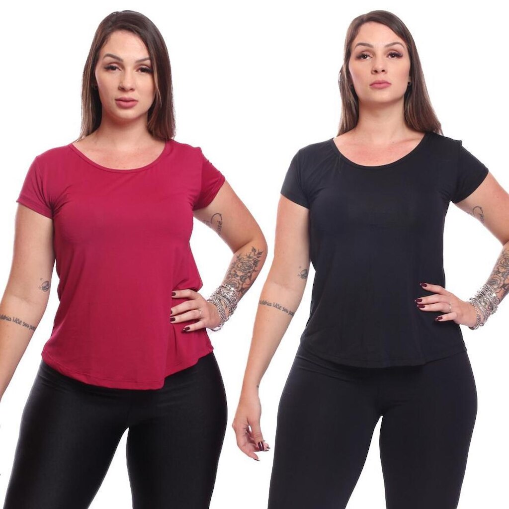 Kit 2 Camiseta Feminina Dry Manga Curta Baby Look Tshirt Academia Treino Esporte Camisetas