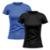 Kit 2 Camiseta Good Look Manga Curta Dry Proteção Solar UV Feminina - Azul+Preto
