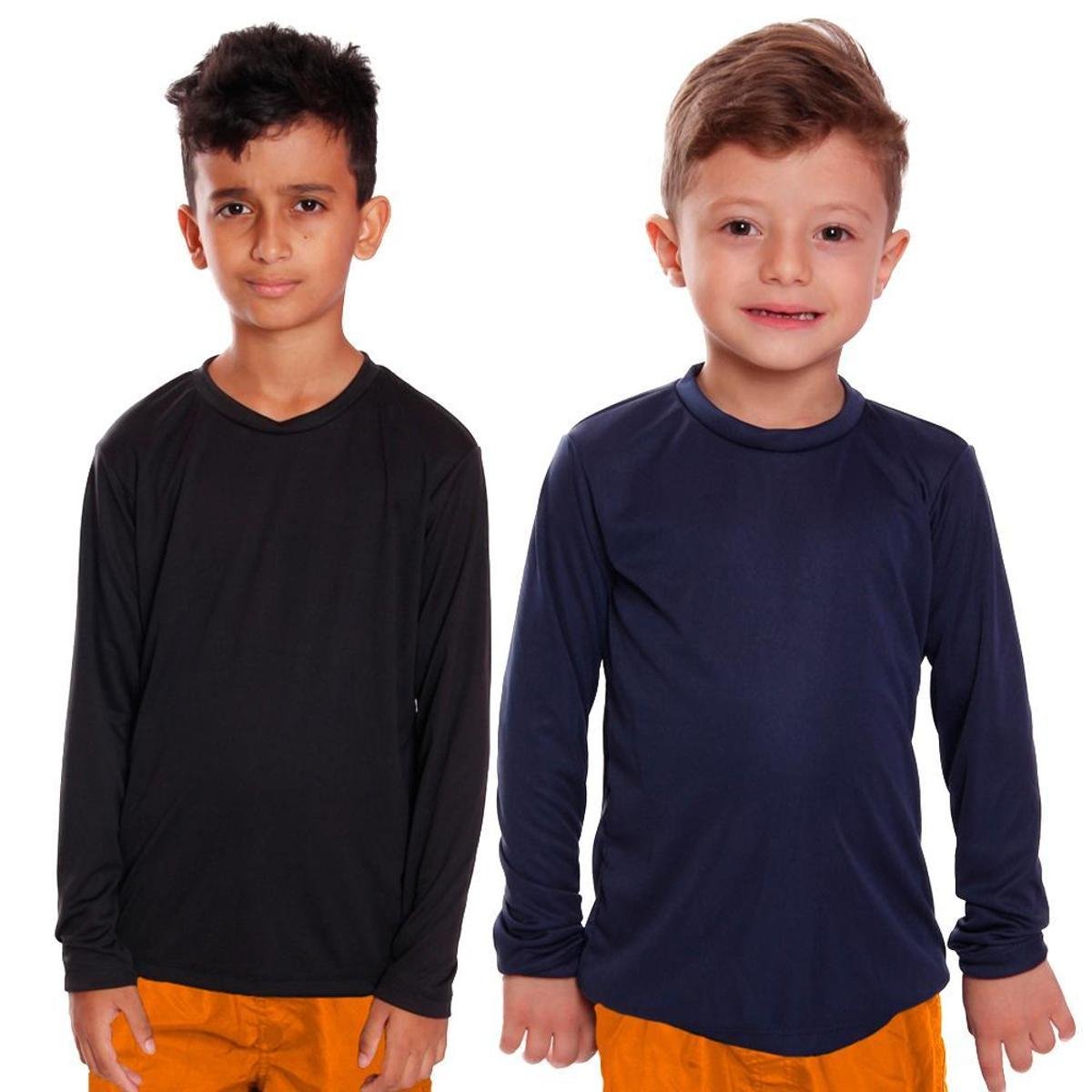 Kit 2 Camiseta Infantil Menino Proteção UV Térmica Solar Manga Longa Camisa Esporte Camisetas Menor preço em Kit 2 Camiseta Infantil Menino Proteção UV Térmica Solar Manga Longa Camisa Esporte Camisetas