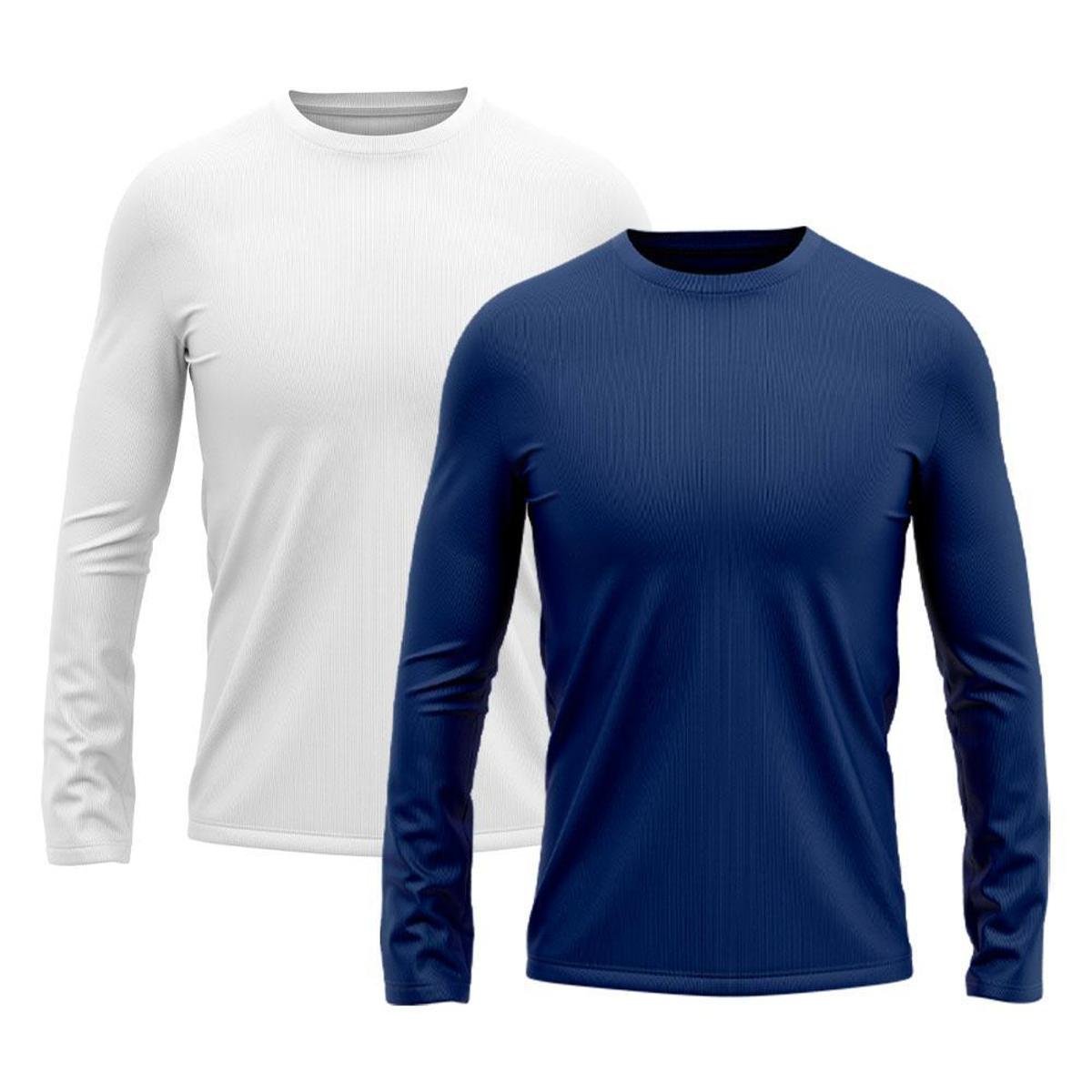 Kit 2 Camiseta Masculina Proteção UV Solar Camisa Térmica Dry Praia Ciclismo Esporte Camisetas - Branco+Azul é ruim? Kit 2 Camiseta Masculina Proteção UV Solar Camisa Térmica Dry Praia Ciclismo Esporte Camisetas - Branco+Azul é boa?