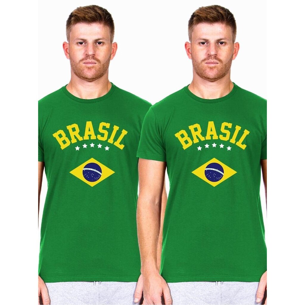 Kit 2 Camiseta Masculina Verde Amarela