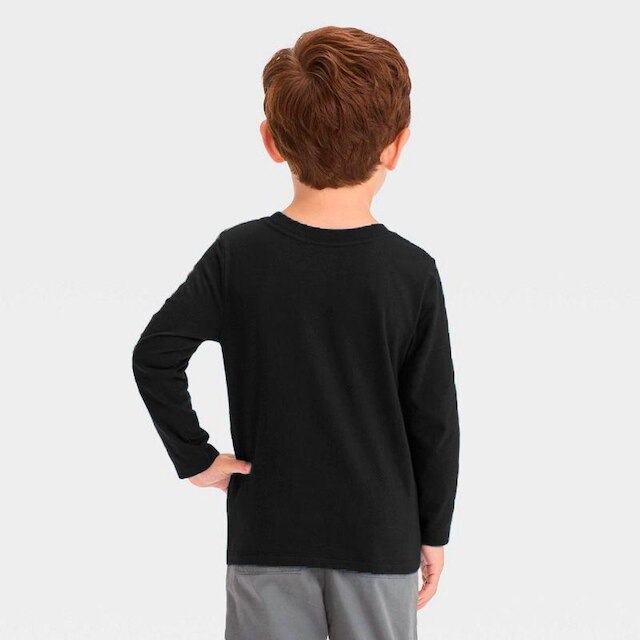 Kit 2 Camisetas Básicas Infantis Manga Comprida Slim Fitness