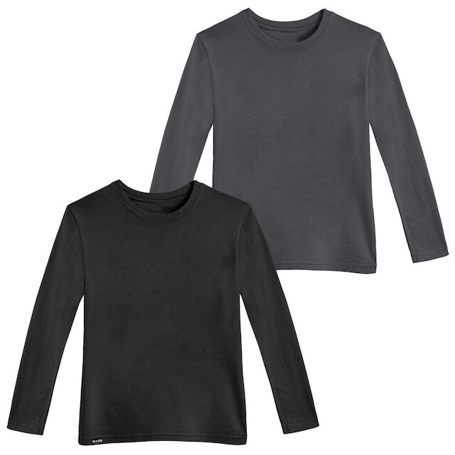 Kit 2 Camisetas Básicas Infantis Manga Comprida Slim Fitness