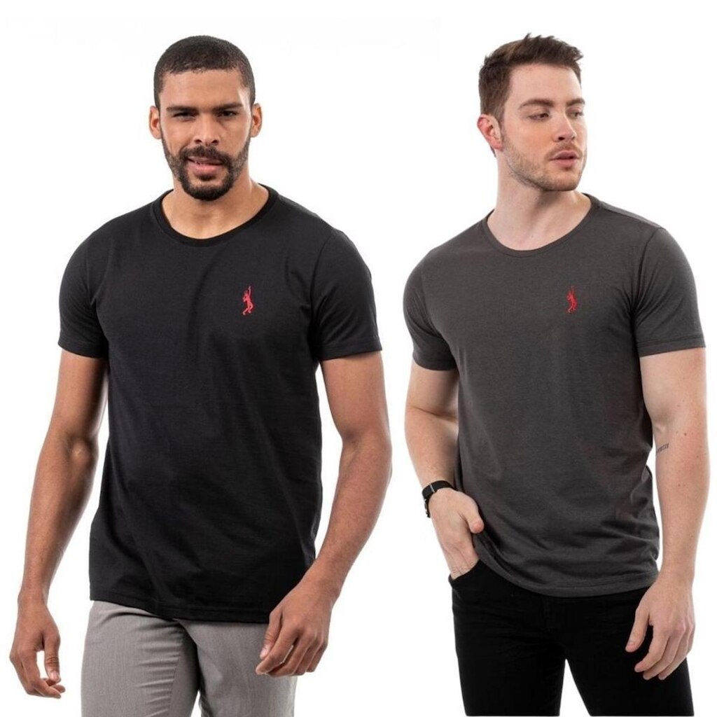 Kit 2 Camisetas Básicas Masculina John Pull Algodão Conforto