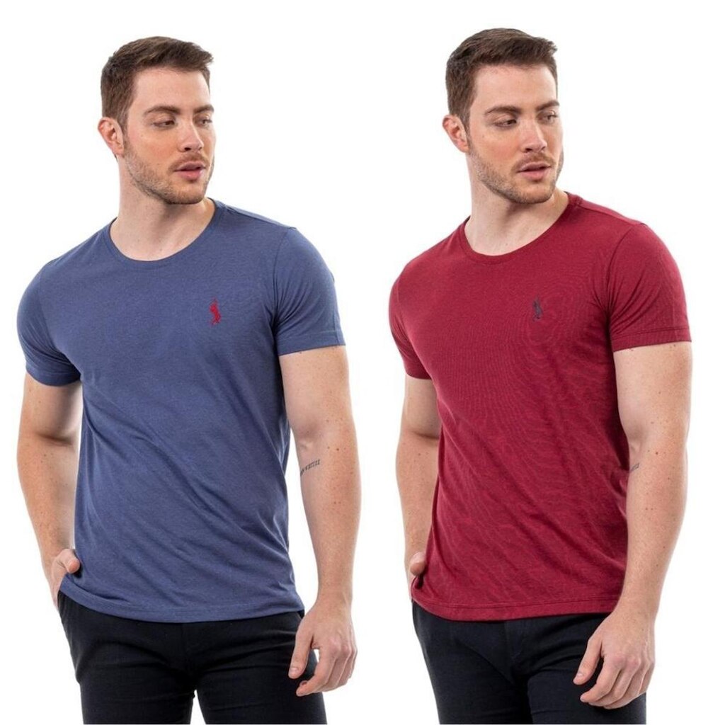 Kit 2 Camisetas Básicas Masculina John Pull Leve Conforto